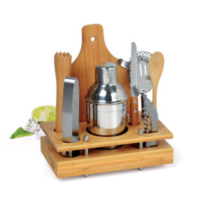 Foto Kit Bar em Bambu e Inox 8 Peças MTB KB-00473 Imagem (1)