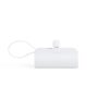 Power Bank com Cabos Acoplado JR 6004 | 5.000mAh plástico com indicadores de bateria em LED, contém haste de suporte para celulares com a entrada Lightning e cabo tipo-C acoplado. Acompanha cabo USB Tipo-C.
