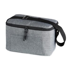 Bolsa Térmica com Alça Transversal Regulável 6L JR 2798 | Contém bolso frontal com zíper, bolsos laterais telados, e alça transversal regulável em nylon (não removível) com apoio para ombro.
