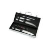 Kit Churrasco com Maleta 5 Peças JR 1345 | Parte interna da maleta com revestimento em tnt e suportes de velcro para fixação das peças.
