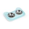 Tigela Dupla Inox para Animais JR 3150 | Conjunto de tigela dupla de aço inoxidável para animais de estimação.